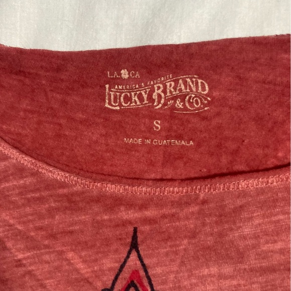 Lucky Brand Dusty Pink Floral Bohemian Graphic Tee Size Small - Picture 4 of 4